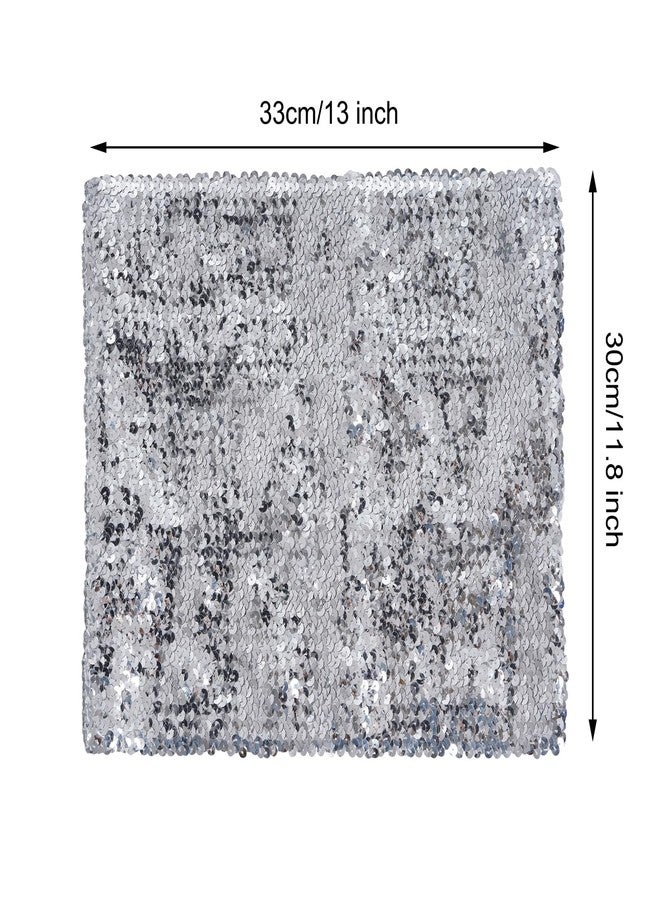 SUMERSHA Women's Sequin Tube Top Stretchy Sleeveless Crop Tops Metallic Sparkly Tube Tops for Halloween Party Clubwear (Silver) - Image 2